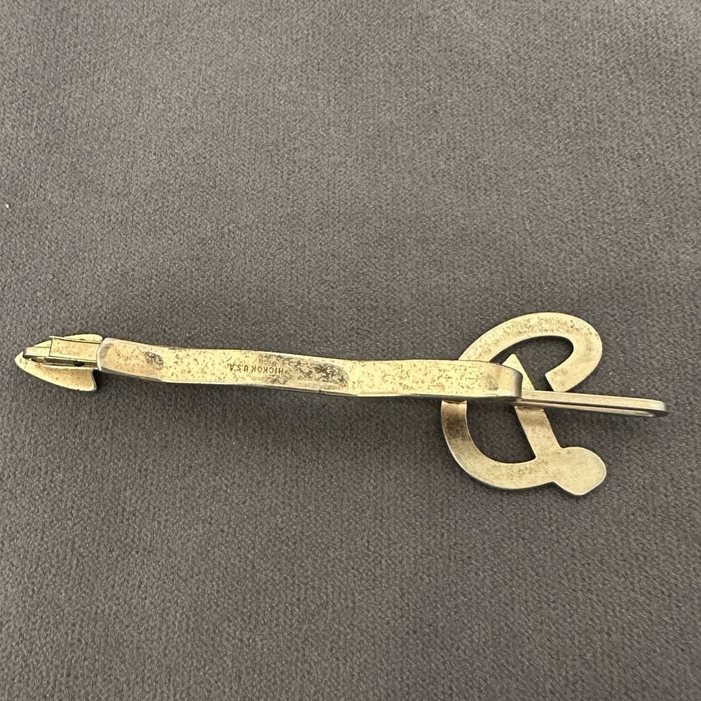Hickok Arrow Monogram Initial Letter Name Font Gold Tone Tie Bar Clip 'D' - Picture 5 of 6